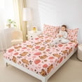 thumbnail image 3 of Erosebridal Jungle Capybara Kid Bed Sheets, Strawberry Floral King Sheets, 4pcs, 3 of 5