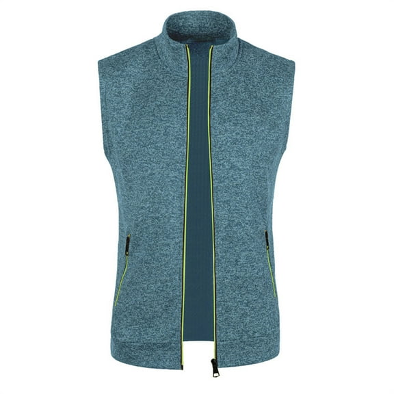 Pitauce Men's Sleeveless Knitted Jackets Full Zipper Slim Fit Vest Stand Collar Casual Cardigan with Zipped Pockets