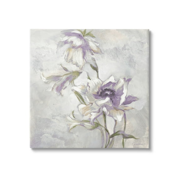 Stupell Industries Purple Curling Petals Botanical & Floral Painting Gallery Wrapped Canvas Art Print Wall Art, 17 x 17
