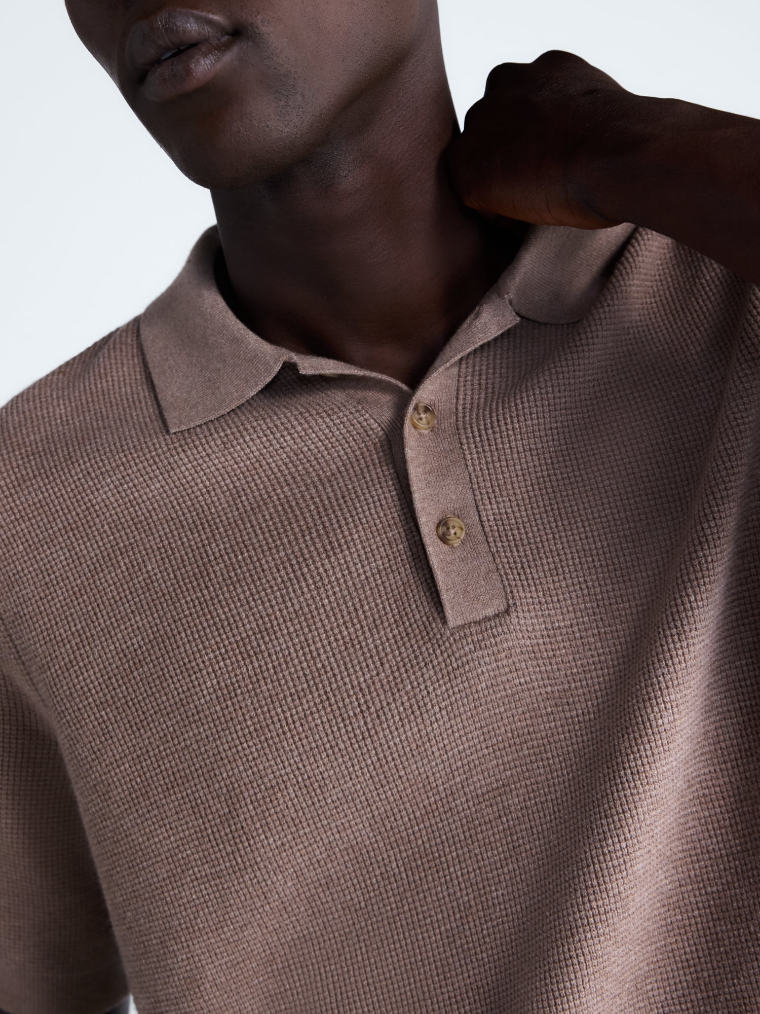 Free Assembly Men's Textured Polo Sweater with Short Sleeves, Lightweight, Sizes XS-3XL