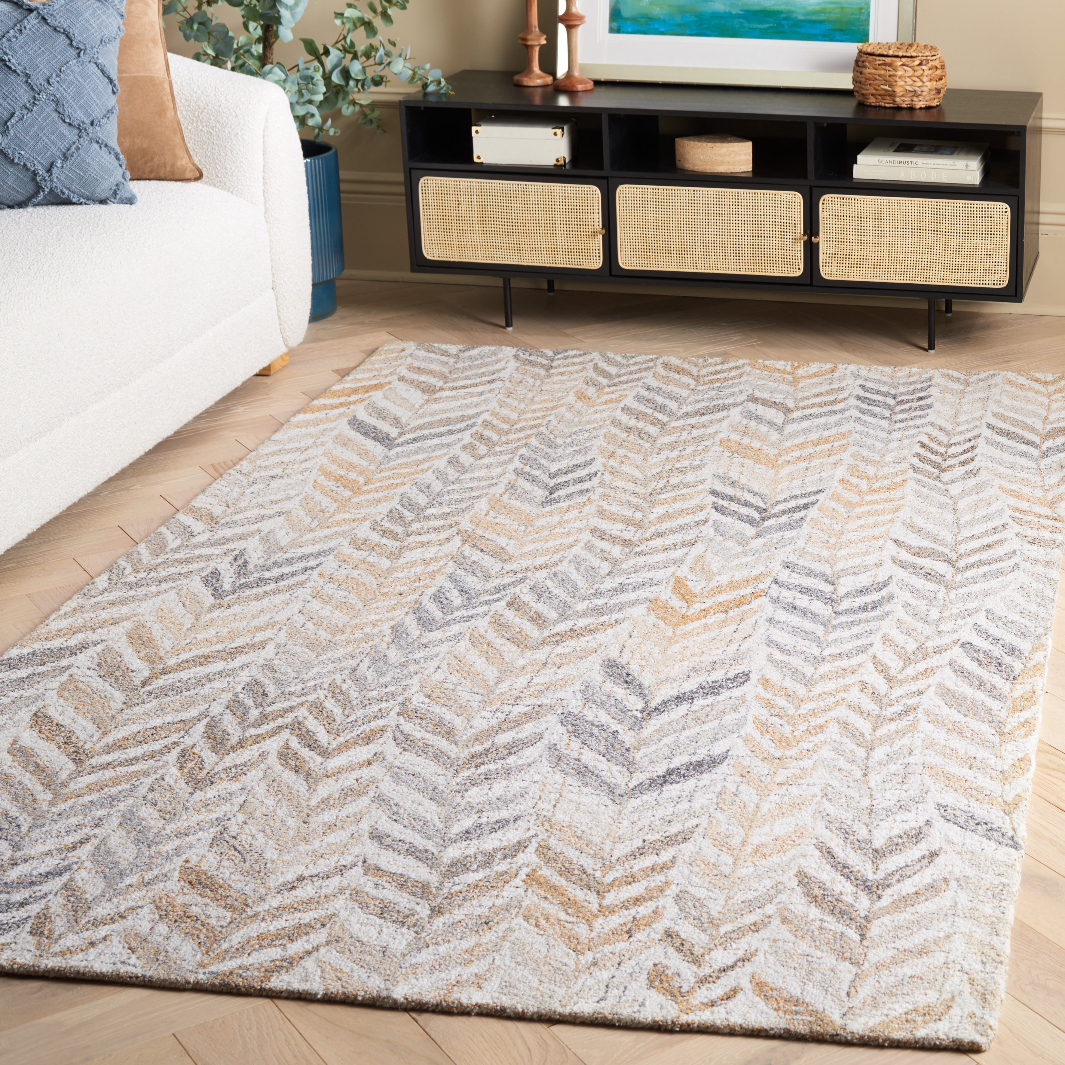 SAFAVIEH Renewal Dennis Chevron Area Rug, Beige/Gray, 5' x 8'