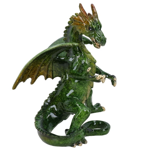 Green Standing Dragon Resin Fantasy Sculpture Statue House Ornament Figurine