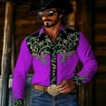 thumbnail image 2 of CONZONE Mens Western Cowboy Shirts Long Sleeve Buttons Down Shirts for Men Trendy Embroidered Lapel Soft Lightweight Tops, 2 of 4