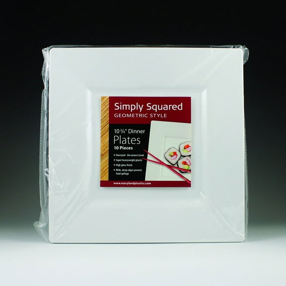 Maryland Plastics 10.75" Simply Squared Dinner Plate-White