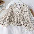 thumbnail image 4 of Women's Fashion V Neck Floral Print Blouses Sweet Fresh Long Sleeves Chiffon Shirt Tops, 4 of 6