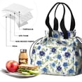 thumbnail image 4 of Pioneer Flower Floral Print Pattern Drawstring Lunch Bag Women - Drawstring Lunch Bag Insulated for Work Office - Stain-Resistant Large Lunchbags for Women with Multi-Pockets, 4 of 6