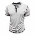 thumbnail image 5 of Blczomt White Men Shirts Short Sleeve Summer Henley Regular-Fit T Shirt Big and Tall Oversized Mens Tshirts, 5 of 8