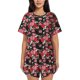 thumbnail image 1 of Fotbe Rose Flowers Conjunto de Pijama Estampado para Mujer, 2 Piezas, Ropa de Dormir con Camiseta de Manga Corta y Shorts Suaves-4X-Large, 1 of 6