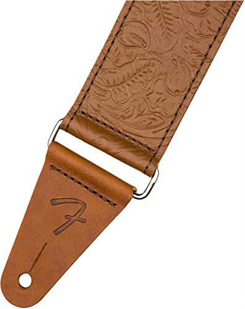 Fender Tooled Brown Leather Guitar Strap, 2" Wide, Part Number #0996970000