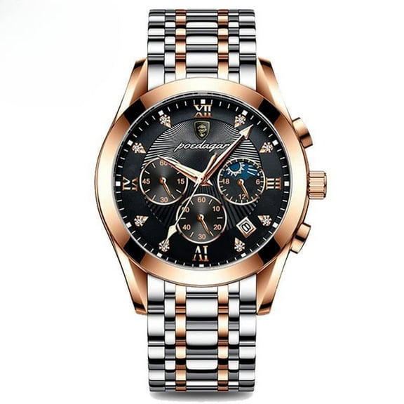 Explojoy Men's Stainless Steel Quartz Watch – Waterproof, Date Display, Luminous Dial, Classic Business Design