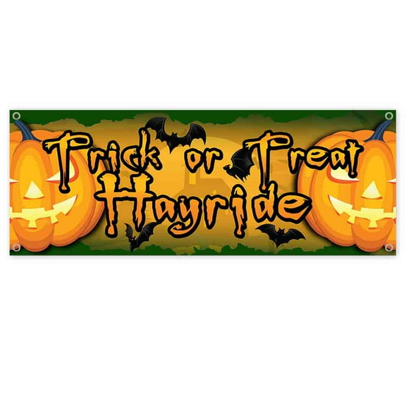 Trick Or Treat Hayride 13 oz Vinyl Banner With Metal Grommets