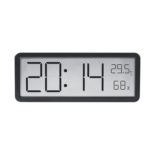 Digital Wall Clocks Battery Operated,Modern Wall Clocks for Living Room Decor, Simple Digital Wall Clock with Temperature/Date/Time, Small Desk Clock for Bedroom Office(Black)
