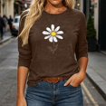 thumbnail image 5 of Dolkfu Minimalist Oversized Tshirts for Women Brown Pull-on Crew Neck 3/4 Sleeve T-Shirts Printed Casual Floral Tops Brown,S, 5 of 6