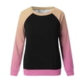 thumbnail image 5 of Women's Casual Color Block Sweatshirts Crewneck Loose Fit Gradient Solid Print Pullover Top Fall Long Sleeve Workout Sweatshirts, 5 of 5