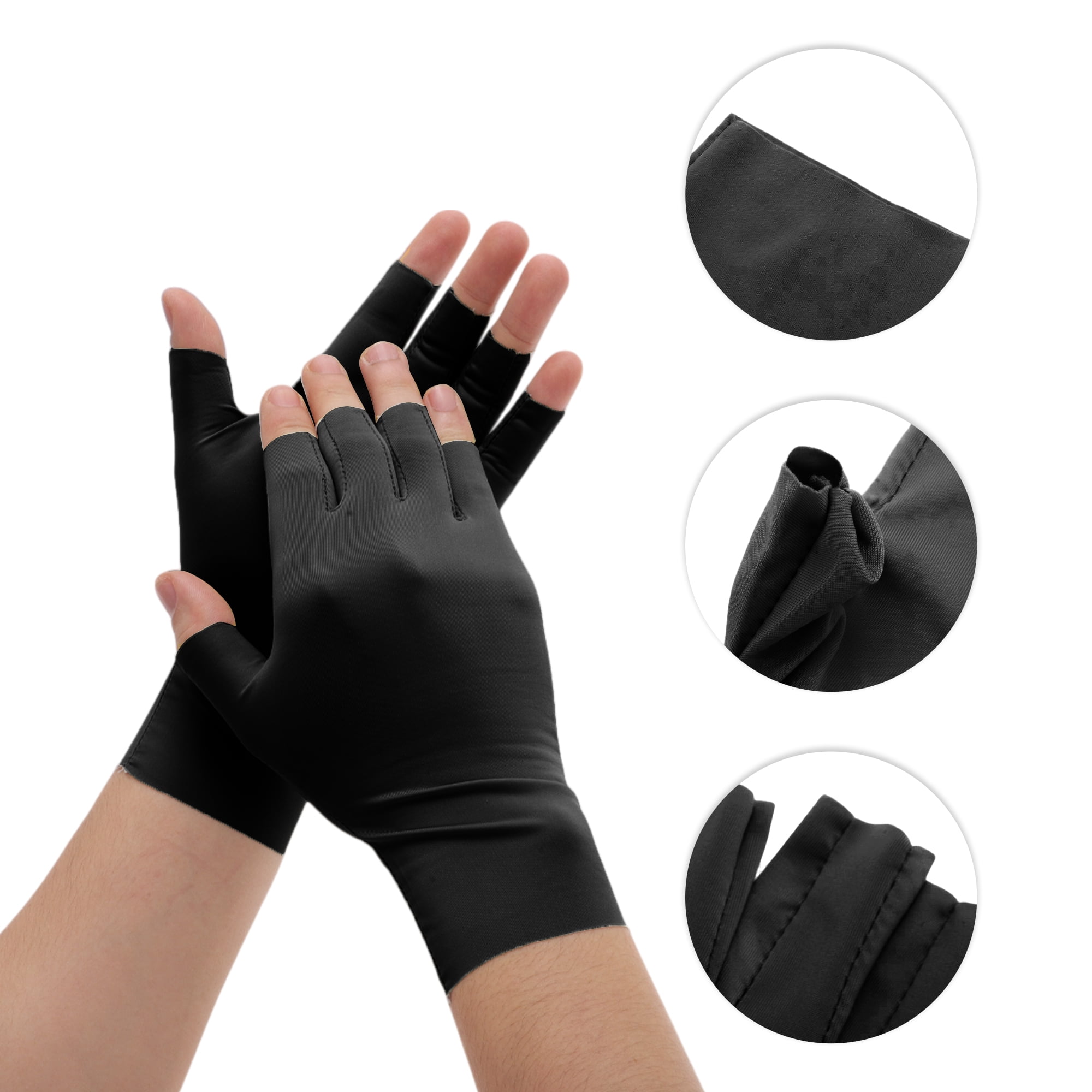 Unique Bargains Thin Sunprotection Manicure Gloves 1 Pair Black
