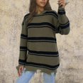 thumbnail image 6 of Sentmoon Womens Sweaters Crew Neck Long Sleeve Striped Fall Tops Plus Size Knitted Tassel Stretchy and Flexible Loose Womens Casual Outfits Streetwear Fall and Winter for Wedding Guest Sweater, 6 of 8