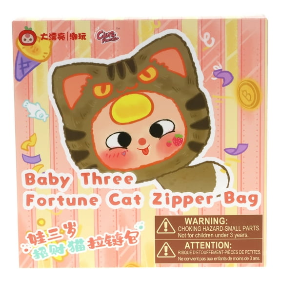 Baby Three Collectible Mystery Plush - Blind Box Surprise Toy - Fortune Cat - Zipper Bag Plush Collection - Includes 1 Random Character