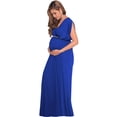thumbnail image 3 of KOH KOH Long Maternity Pregnancy Short Sleeve V-Neck Full Floor Length Flowy Baby Shower Bridesmaid Evening Summer Tall Maxi Dress Gown For Women Cobalt Royal Blue Large US 12-14 NT278, 3 of 5