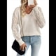 thumbnail image 3 of Camisas de Larga para Mujer, Blusas de Encaje con Cuello en V, Blusas Informales de Negocios, Conjuntos de Moda de Otoño, Ropa Albaricoque XXL, 3 of 9