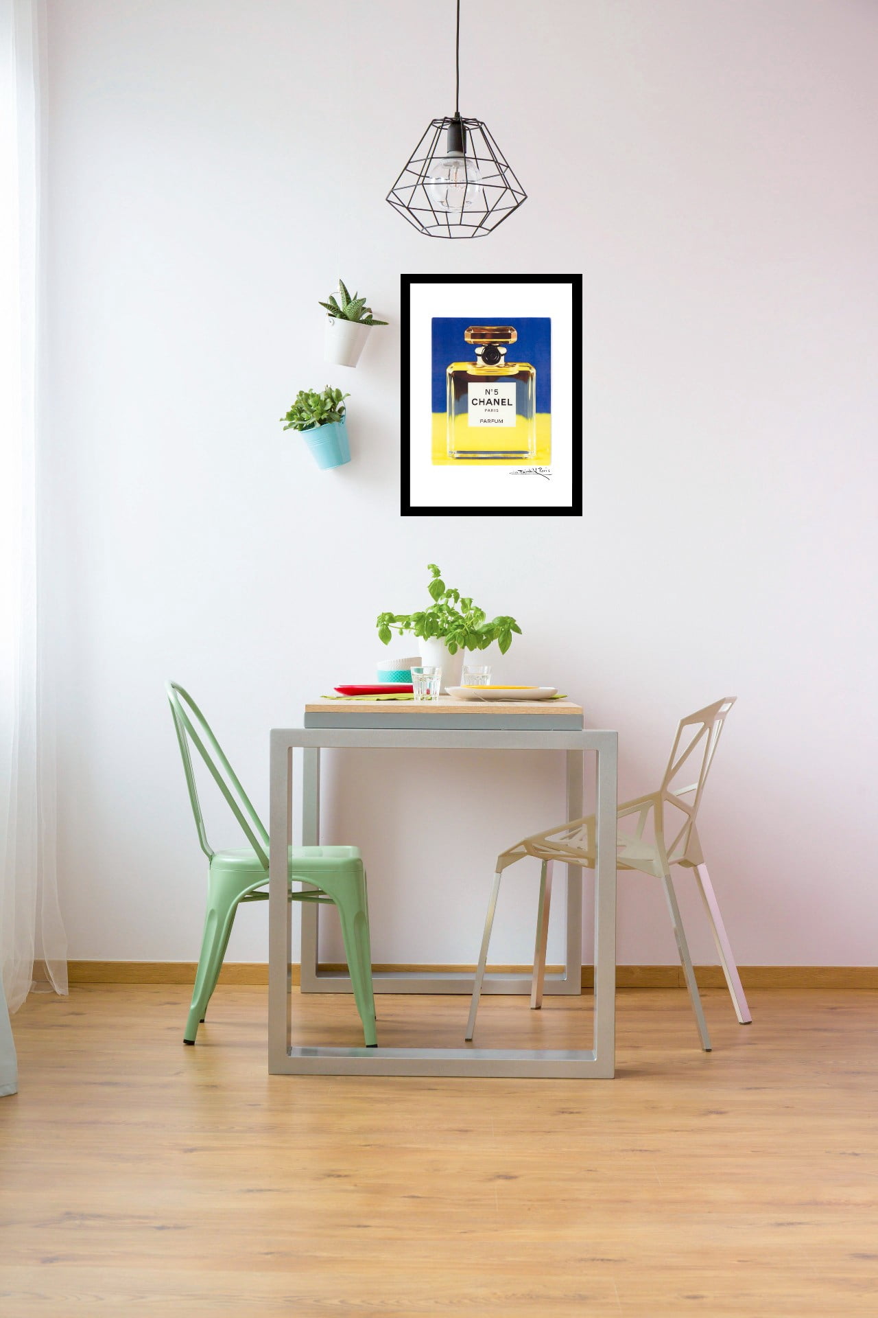 Venice Beach Collection's Bold Blue & Yellow Fashion Perfume Bottle 14x18 Framed Print