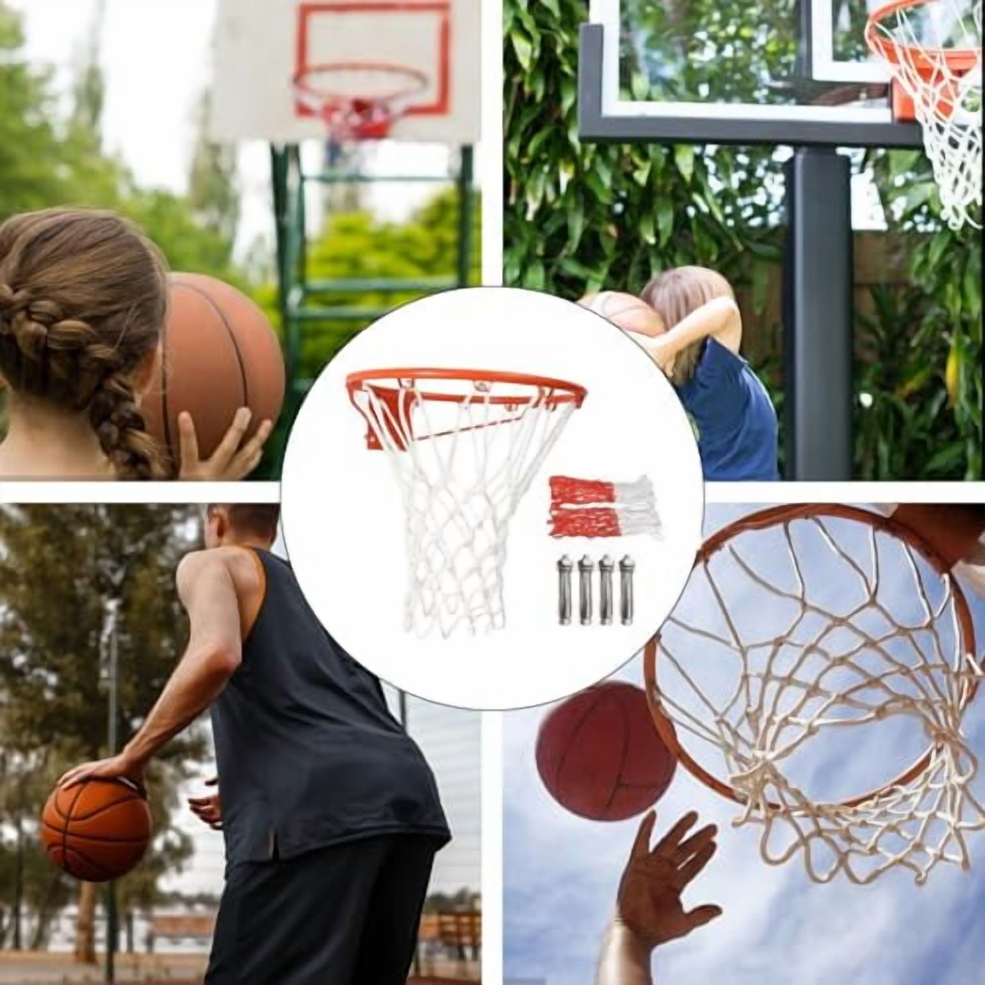 Basketball Rim, Basketball Rim Replacement, Wall Door Mounted Basketball Hoop, Breakaway Rim and Net for Ground & Wall-Mounted Basketball Hoops, Indoor/Outdoor