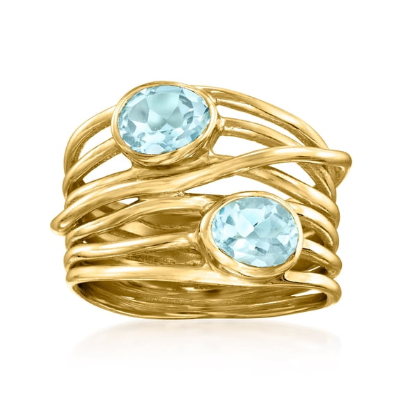 Ross-Simons 1.70 ct. t.w. Sky Blue Topaz Highway Ring in 18kt Gold Over Sterling, Women's, Adult