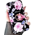 thumbnail image 2 of Compatible with iPhone XR Case,Flower Case Cute Fashion for Men Women Girls with 360° Rotating Ring Kickstand Soft TPU Shockproof Cover Designed for iPhone XR 6.1 inch Black Pink Rose, 2 of 16