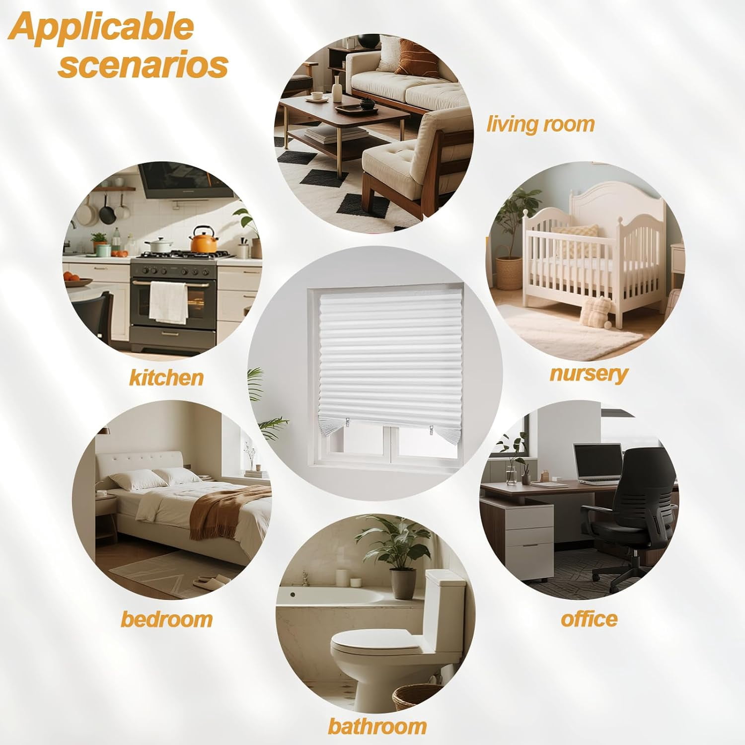 4pack No Drill Temporary Blinds Stick on,24X59" Easy Fit Self Adhesive Blinds,Non-Woven Fabric Crop According to Size,Curtains for Bedroom Kitchen Bathroom Windows, White