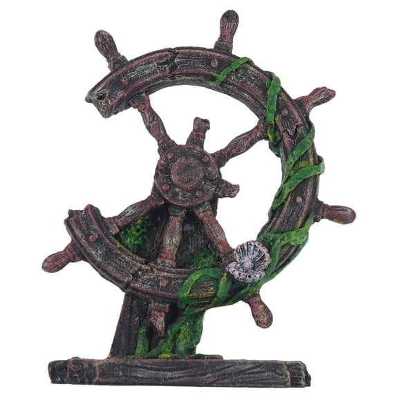 Vibrant Life Ship Wheel Aquarium Decor, 4.5"