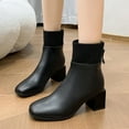 thumbnail image 2 of Black Women Boots With Chunky Heel And Rear Zipper For A Snug Fit And Stylish Winter Look, 2 of 9