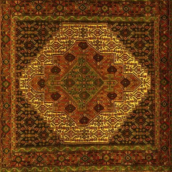 Ahgly Company Indoor Square Persian Yellow Traditional Area Rugs, 6' Square
