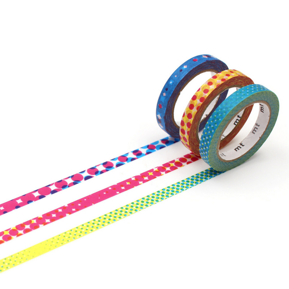 MT Slim Washi Paper Masking Tape [Produced in Japan]: 0.24 in. x 23 ft. (Decor Moire) 3-pack