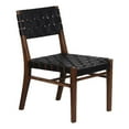 thumbnail image 1 of Pemberly Row Genuine Leather Basket-Woven Dining Chair in Brown, 1 of 6