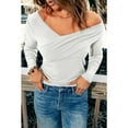 thumbnail image 5 of V Neck Long Sleeve Top Soft Skin Friendly Comfortable Breathable Women's Top for Home Shopping Office Outdoor White 2XL, 5 of 8
