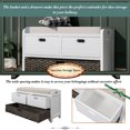 thumbnail image 6 of Solid Wood Storage Bench with 2 Drawers and Removable Basket, Narrow Entryway Shoe Bench with Storage and Removable Cushion for Hallway Living Room, Fully Assembled, White, 6 of 9