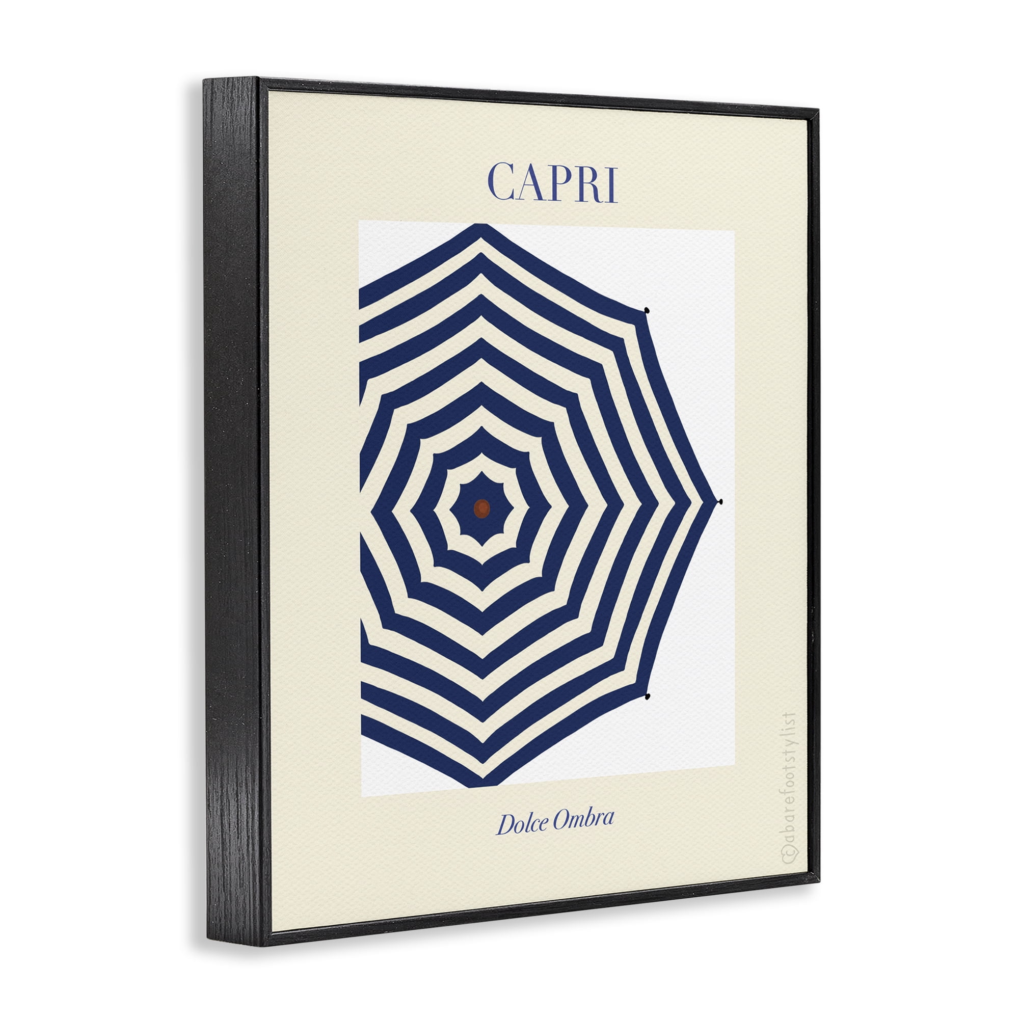 Stupell Industries Capri Striped Umbrella Black Framed Giclee Art, design by A Barefoot Stylist