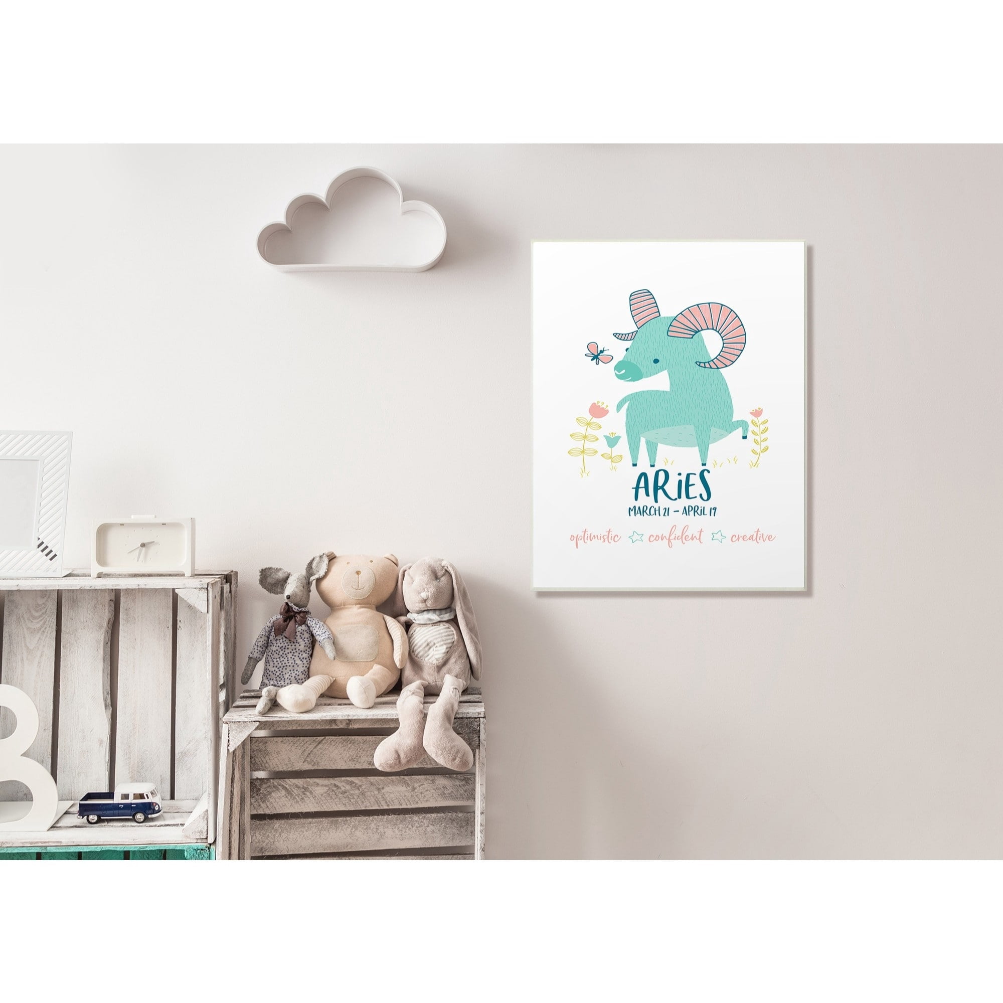 Stupell Fun Modern Zodiac Aries Ram, Wall Plaque, 10 x 0.5 x 15, A 10 x 15