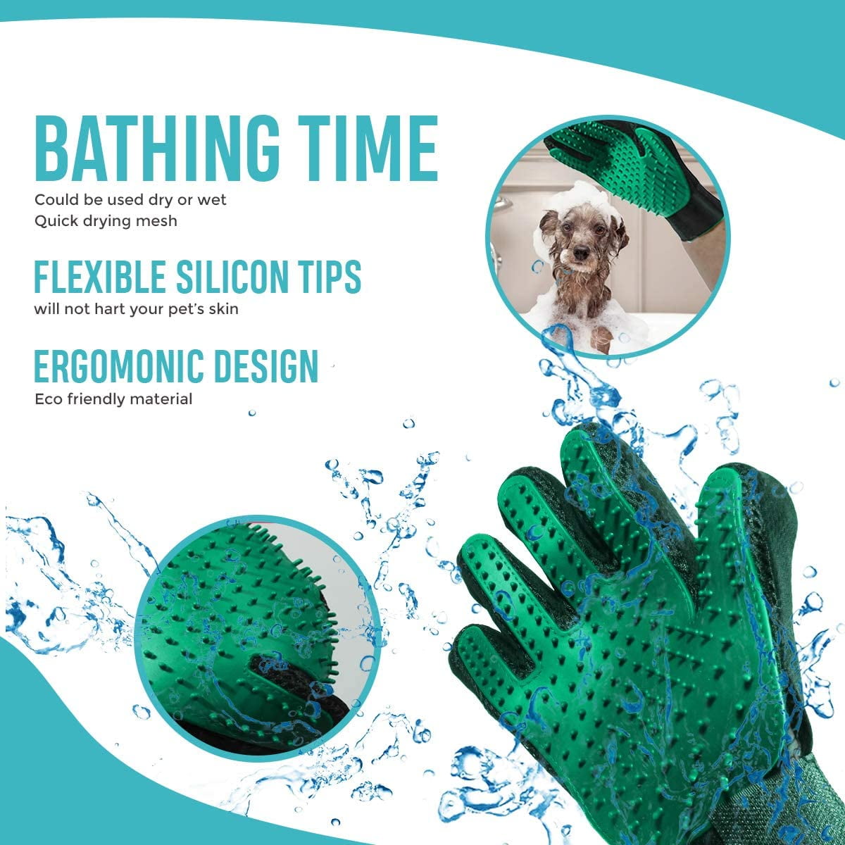 Gants De Toilettage Pour Chat, Gant Antistatiques Pour Poils D'animaux