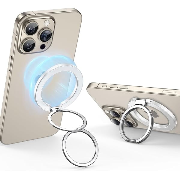 wonima11 for MagSafe Ring Holder, MagSafe Phone Grip, Magnetic Phone Ring Holder, Magnetic Phone Grip with 2-Way Adjustable Stand for iPhone 16/15/14/13/12 Series, MagSafe Accessories,White