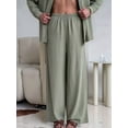 thumbnail image 6 of Women Casual Lounge Sets Long Sleeve Button Down Shirts and Wide Leg Pants Sets Tracksuit  Green S, 6 of 8