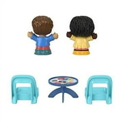 F-Price Fisher-Price Little People Card Game Figure Set - HHR45 Includes 2 Little People Figures, 2 Chairs and a Table with Card Game and Cupcake Graphics, Blue, Yellow, Red