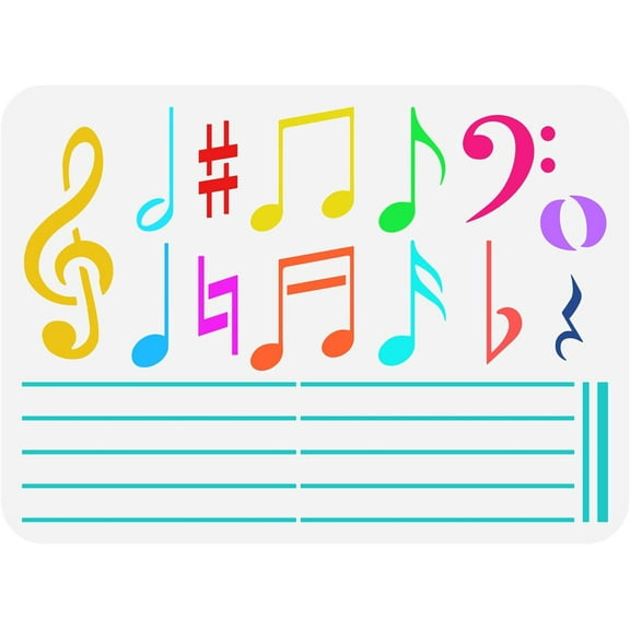 Music Notes Stencil 21x29.7cm Reusable Music Score Drawing Stencil DIY Staff Score Painting Template Music Theme Stencil for Painting on Wood Wall and Furniture