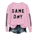 thumbnail image 1 of Kcodviy Femmes Décontracté Manches Longues Actif Veste en Molleton Femmes Chandails à Col Rond Manches Longues Grands Chandails Femmes Football Graphique Imprimé Chandail à Enfiler T-Shirts de Groupe Femmes Chandails Vintage Haut Blouse, 1 of 4