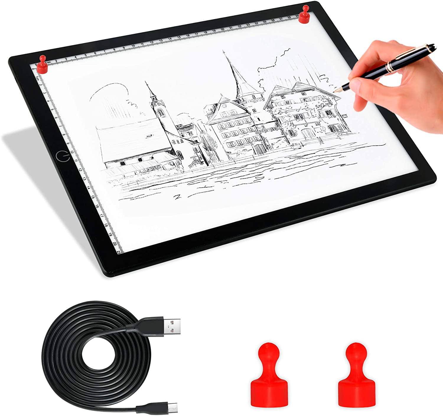 Genrc Illuminati Light Box For Drawing and Tracing  Comes With A4 Tracing  Paper  Holder Clamp  Ultra Thin LED Light Pad With HiMidLow Brightness  Control  Equipped With Filter To