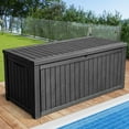 thumbnail image 2 of DEXTRUS Outdoor Lockable 180 Gallon Resin Deck Box, Black, 2 of 7