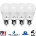 thumbnail image 2 of Great Eagle Lighting Corporation Bombilla Led A19 De 9 W (Equivalente A 60 W), Certificación Ul, 4000 K (Blanco Frío), 750 Lúmenes, Repuesto Estándar No Regulable (Paquete De 4), 2 of 5