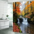 thumbnail image 2 of Fall Waterfall Shower Curtain Autumn Maple Leaves Forest Trees Jungle Country Nature Landscape Scenery Fabric Bathroom Decor Curtain with Hooks-72"W x 72"L (Pack of 1), 2 of 7