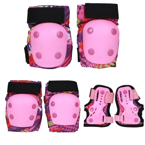 Padres de y codo engranaje de protección Conjunto de s multifunción Guardias de muñeca para el skate en línea Rollerblading Ciclismo Rosa