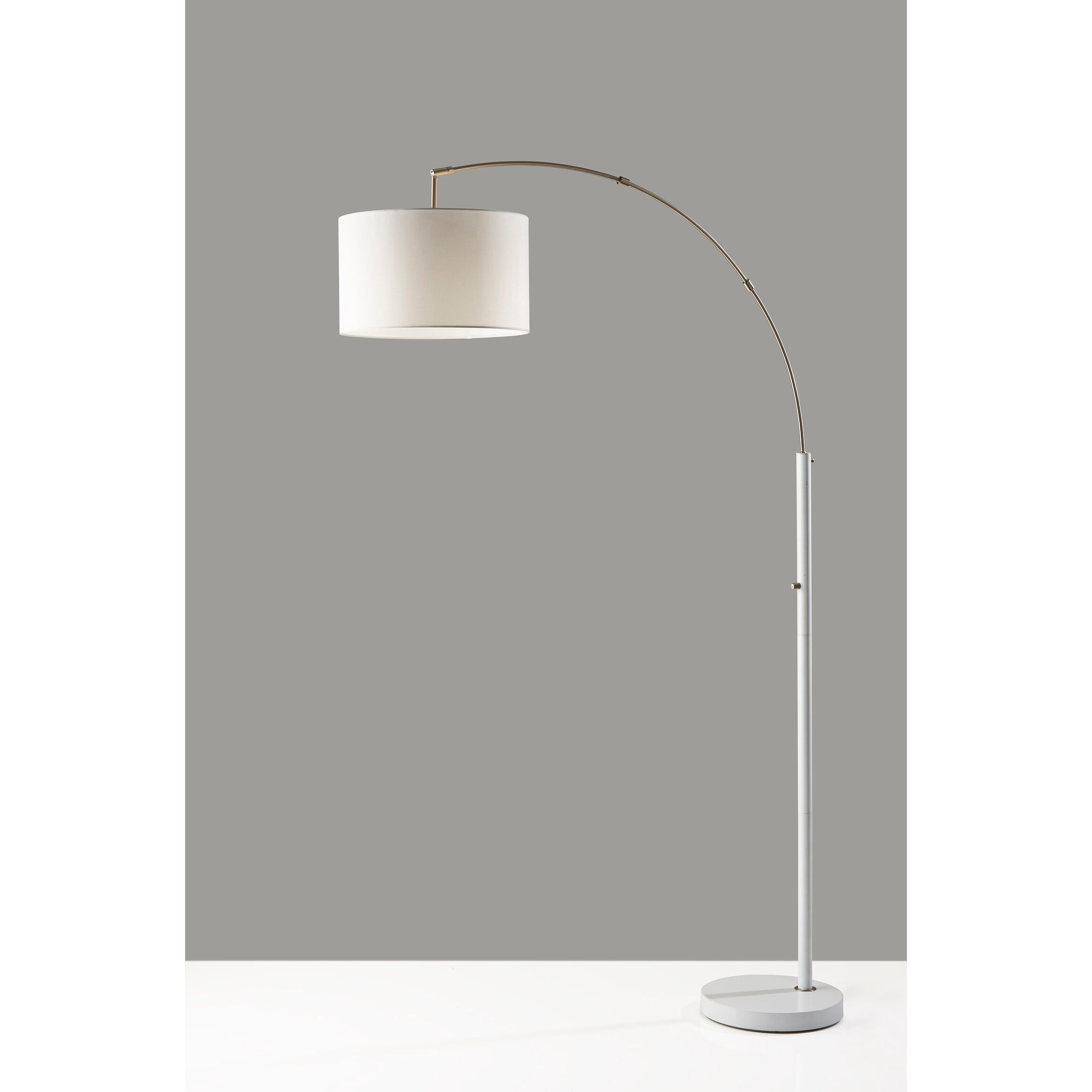 Adesso Preston Arc Lamp, Dark Bronze, Light Brown Textured Fabric Shade