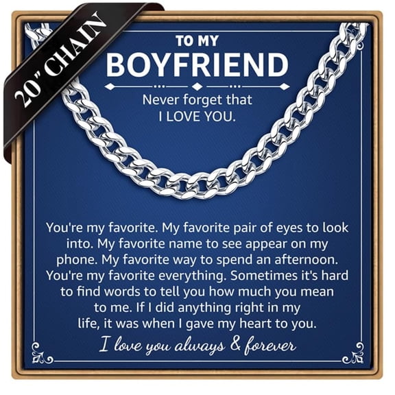 Turandoss Cuban Link Chain Necklace Gifts for Men Boys 7mm Width Stainless Steel Cuban Chain Fashion Jewelry Valentines Day Anniversary Birthday Gift for Him Boyfriend